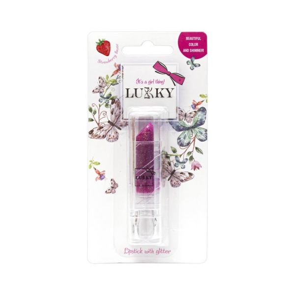 Lukky Çilek Aromalı Mor Simli Ruj