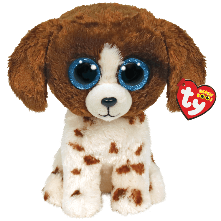 TY Beanie Boos Kahverengi Beyaz Köpek Muddles Peluş 15 cm.