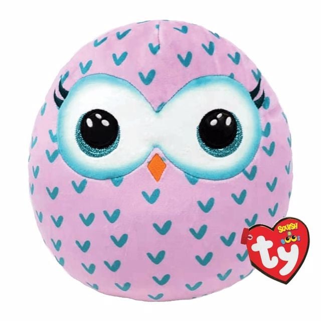 TY Squishy Beanies Pembe Baykuş Winks Peluş 35 cm.