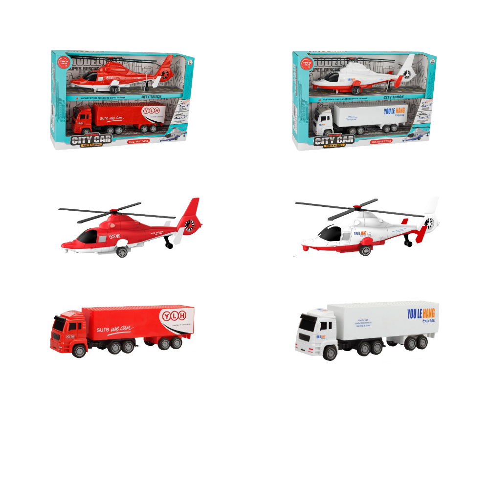 City Car Helikopter ve Kamyon İkili Araç Seti (2 Asorti)