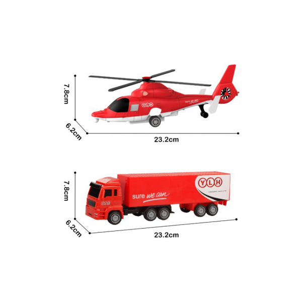 City Car Helikopter ve Kamyon İkili Araç Seti (2 Asorti)