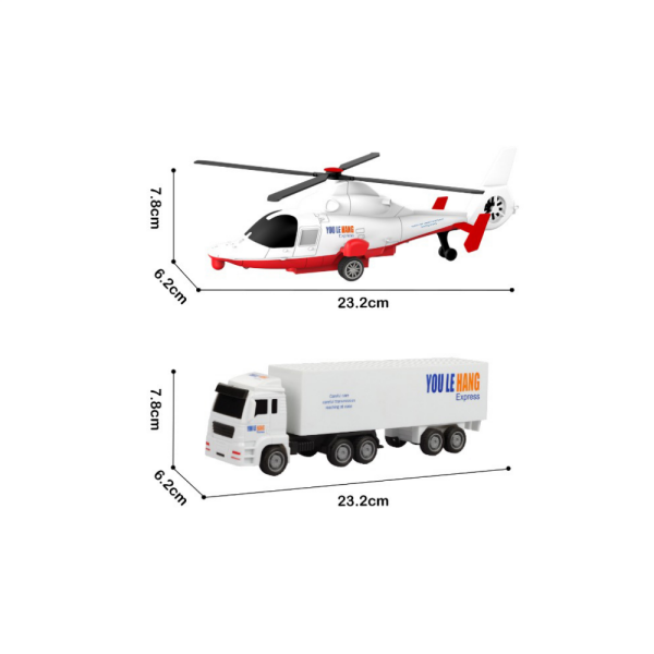 City Car Helikopter ve Kamyon İkili Araç Seti (2 Asorti)