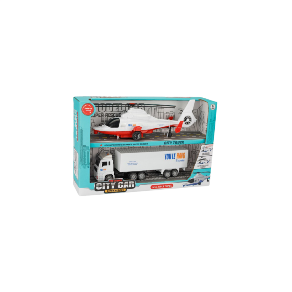 City Car Helikopter ve Kamyon İkili Araç Seti (2 Asorti)