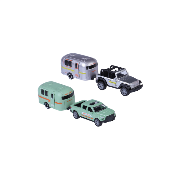 City Car Çek Bırak Karavanlı Die Cast Araba (2 Asorti)