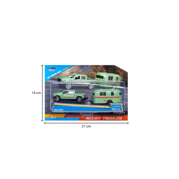 City Car Çek Bırak Karavanlı Die Cast Araba (2 Asorti)