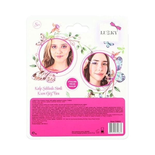 Lukky 6 Renkli Kalp Şekilli Parıltılı Göz Farı Paleti ve Fırçası