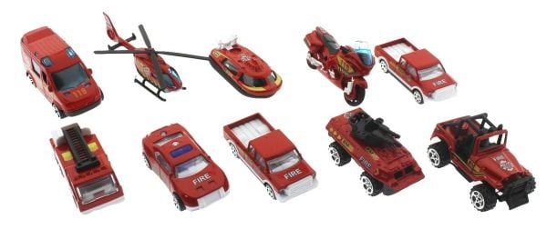 10 Parça Die-Cast Metal İtfaiye Araçları Seti