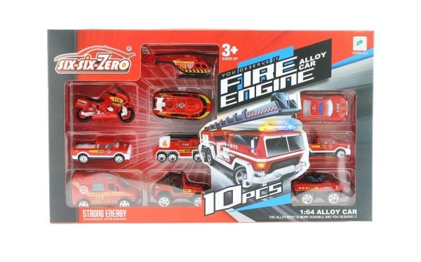 10 Parça Die-Cast Metal İtfaiye Araçları Seti