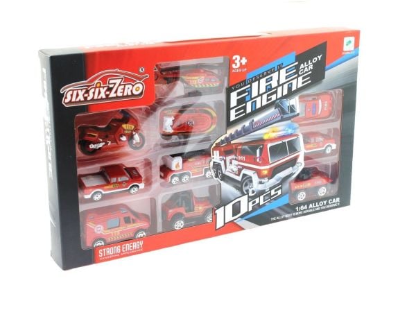 10 Parça Die-Cast Metal İtfaiye Araçları Seti