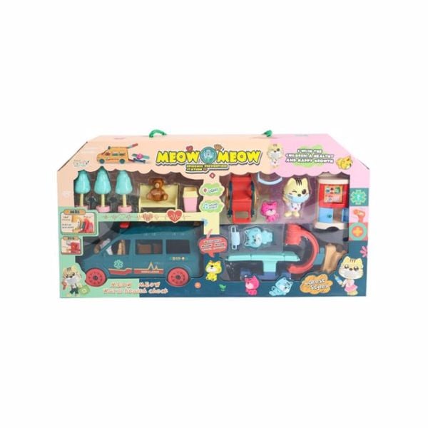 Meow Meow Sesli  ve Işıklı Ambulans Oyun Seti (3 Asorti)
