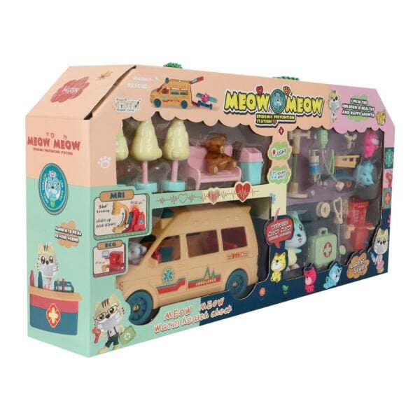 Meow Meow Sesli  ve Işıklı Ambulans Oyun Seti (2 Asorti)