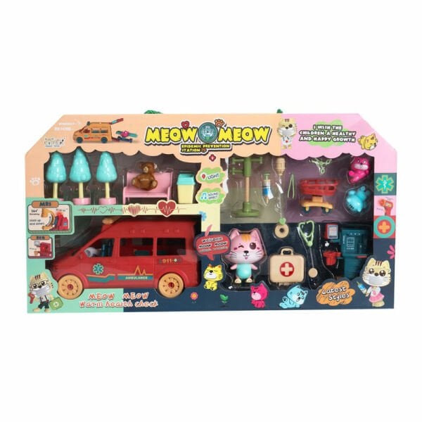 Meow Meow Sesli  ve Işıklı Ambulans Oyun Seti (2 Asorti)