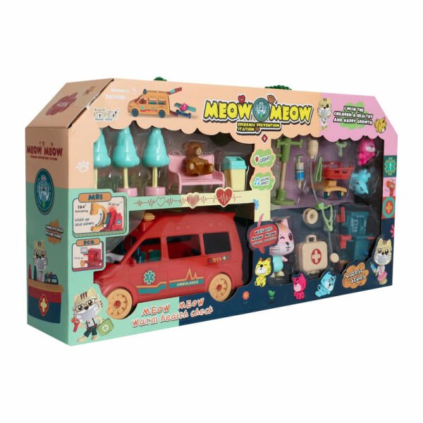 Meow Meow Sesli  ve Işıklı Ambulans Oyun Seti (2 Asorti)