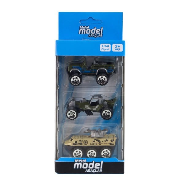 Üçlü Die-Cast Araçlar Tank-Buggy-Humvee