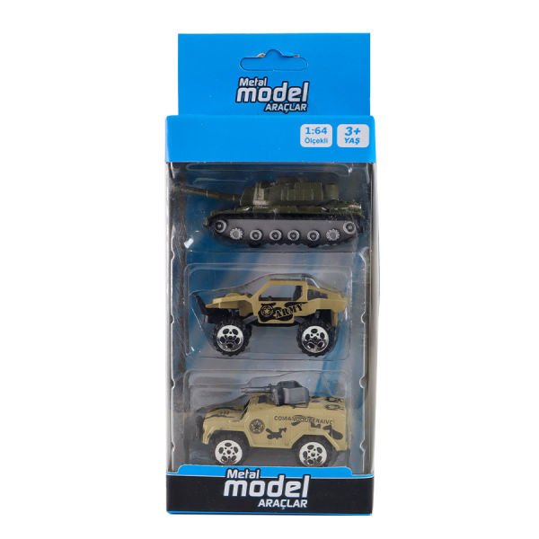 Üçlü Die-Cast Araçlar Tank-Buggy-Humvee